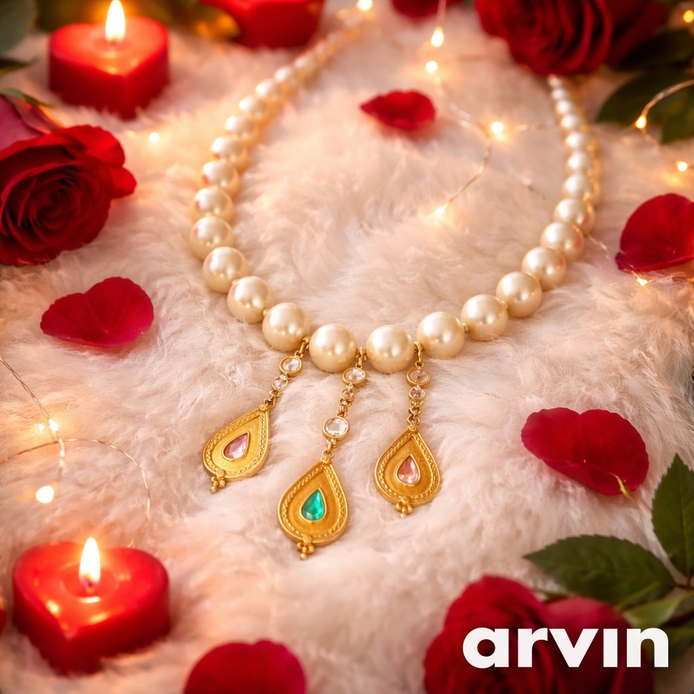 Ben-Amun Gold and Pearl Necklace with Colorful Charms